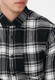 Black & white checked flannel long sleeve shirt