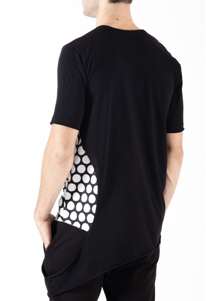 Oversized asymmetrical t-shirt in polka dot 
