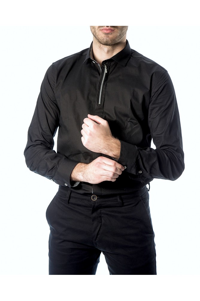 Black shirt with decorative zip