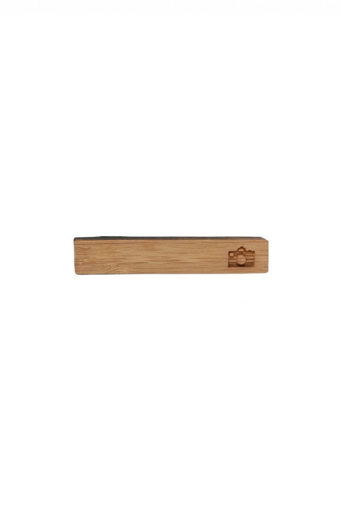 Wooden tie clip with camera