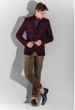 Double breasted blazer in burgundy