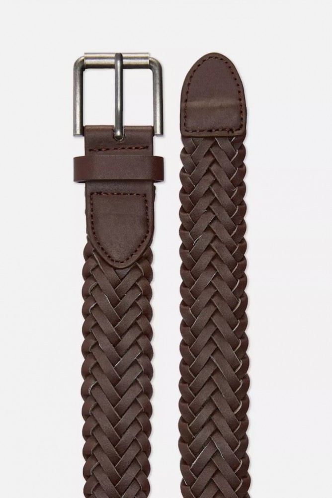 Plaited Square Buckle Belt in Brown