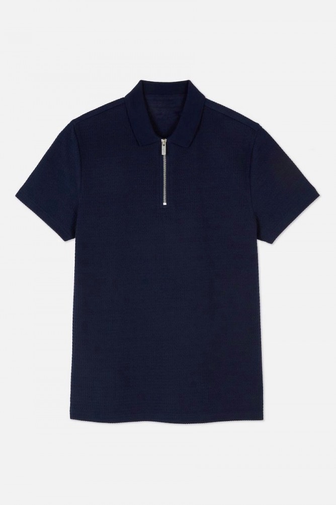 Blue polo t-shirt with zip