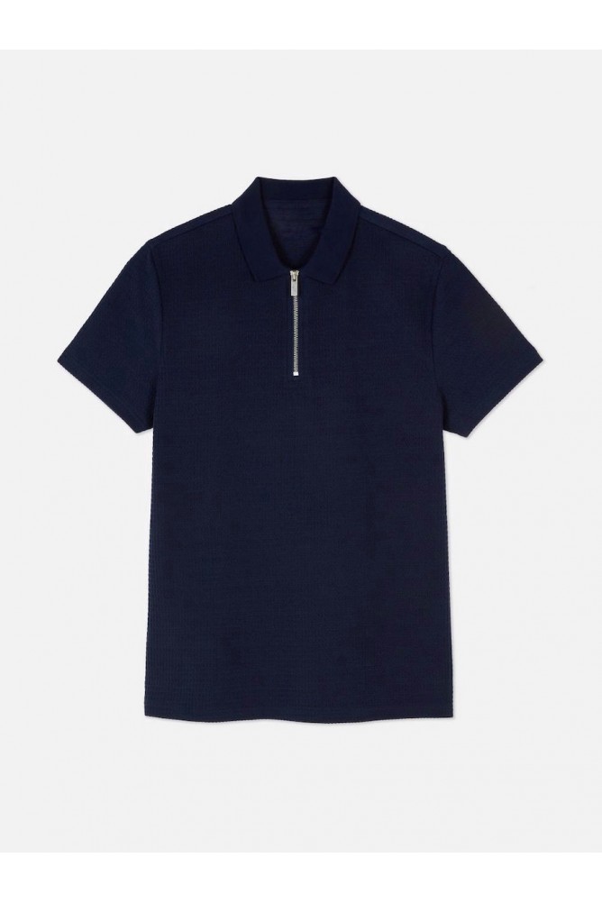 Blue polo t-shirt with zip