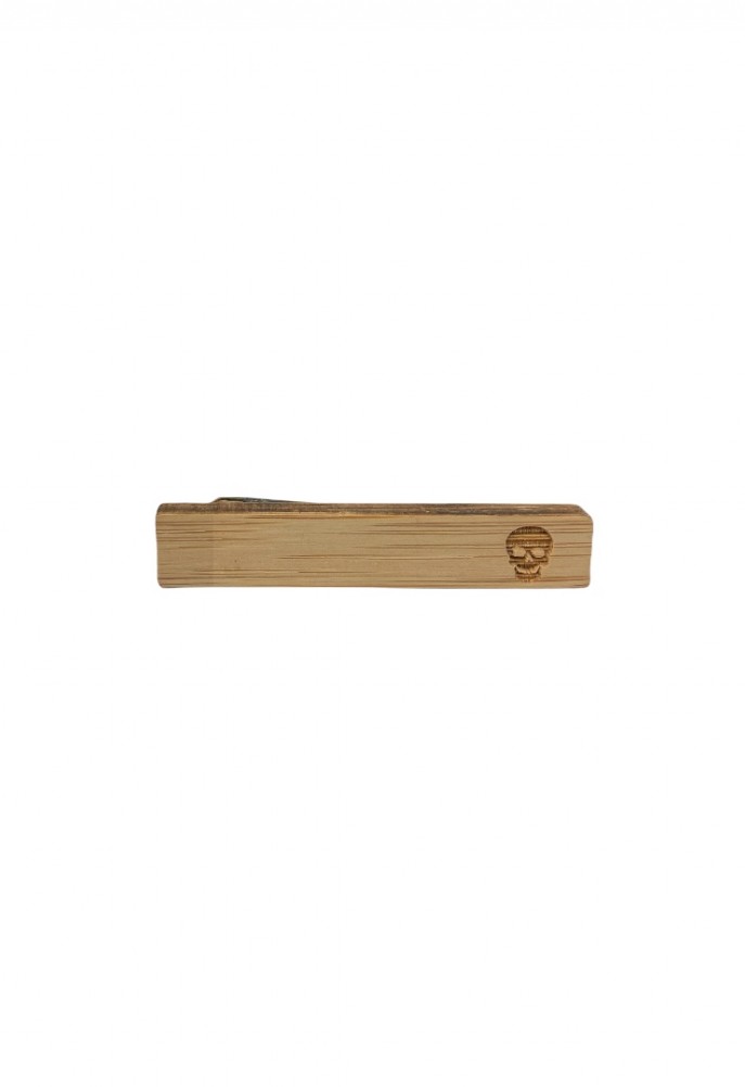 Wooden tie clip with skeleton